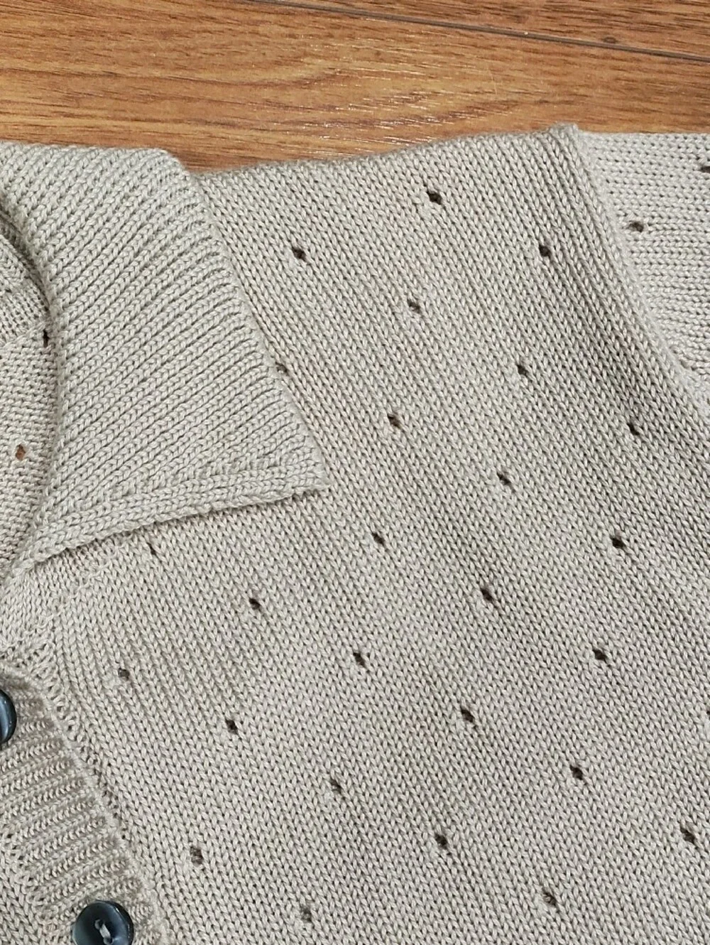 Ballinger Gold Cream Short-Sleeve Button-Up Knit Sweater - Picture 4 of 9